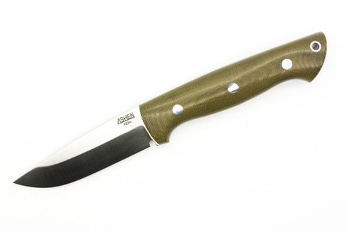 Lishen Knives - Dakota - 3.75" AEB-L Saber Grind Fixed Blade W/ Green Canvas Micarta Handle