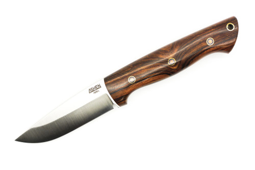 Lishen Knives - Dakota - 3.75" AEB-L Saber Grind Fixed Blade W/ Desert Ironwood W/ Mosaic Pins Handle