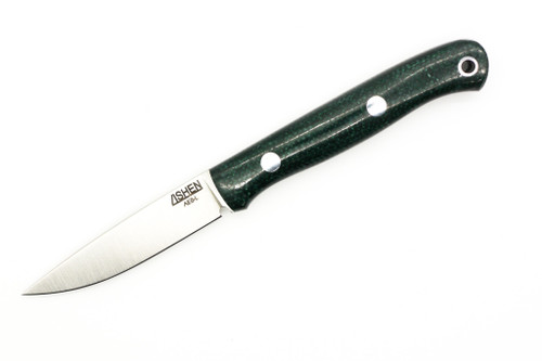 Lishen Knives - Little Fowl - 2.8" AEB-L Flat Grind Fixed Blade W/ Juniper Jute Micarta W/ Aluminum Pins Handle