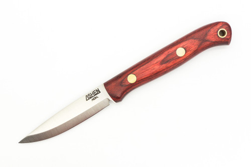 Lishen Knives - Little Fowl - 2.8" AEB-L Scandi Grind Fixed Blade W/ Rosewood Dymalux W/ Brass Pins Handle