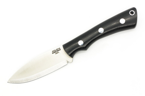Lishen Knives - Little Canuck - 3.25" AEB-L Scandi Grind Fixed Blade W/ Black Canvas Micarta W/ Aluminum Pins Handle