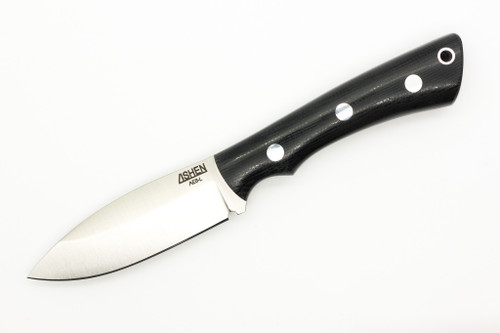 Lishen Knives - Little Canuck - 3.25" AEB-L Saber Grind Fixed Blade W/ Black Canvas Micarta W/ Aluminum Pins Handle