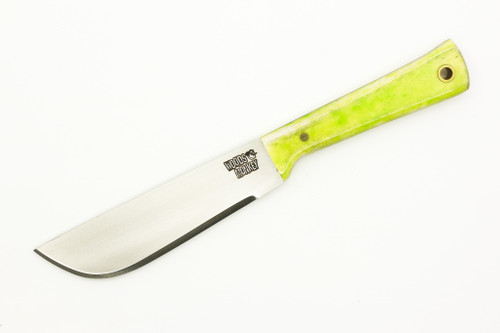 Woods Monkey - Widdle Chete by L.T. Wright - AEB-L Steel - Convex Machete Grind - Satin Finish - Green Bone Handle - 2