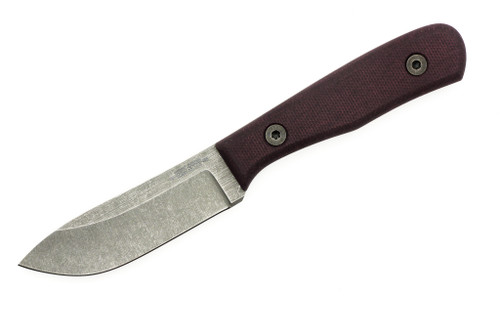 Very Good Knife Company - Tradition Jr. - 3.5" AEB-L Fixed Blade W/ Burgundy Canvas Micarta W/ Green Liners Handle