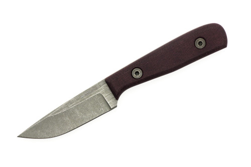 Very Good Knife Company - Wasp - 3" AEB-L Fixed Blade W/ Burgundy Canvas Micarta W/ Green Liners Handle
