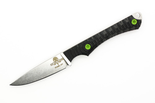 Ice Age Blades - Slim Scout - 3" AEB-L Steel Fixed Knife W/ Black Micarta W/ Green Cerakoted Bolts Handle 