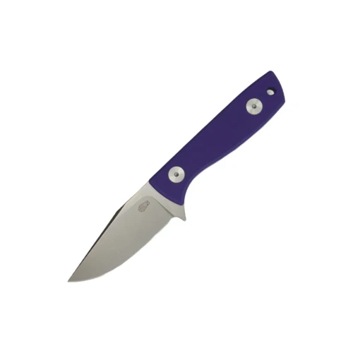 Aux Mfg Runt XL Fixed Blade, Purple G10, Stonewash 14C28N - AUX012PPL