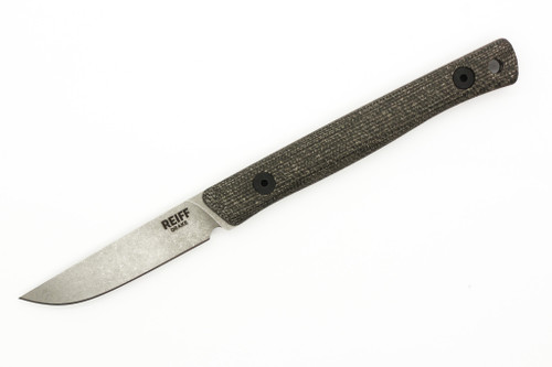 Reiff Knives - Drake - Fixed Blade - MagnaCut, Flat Full Grind, Stonewash, Green Canvas Micarta, Black Kydex Sheath, Ambi