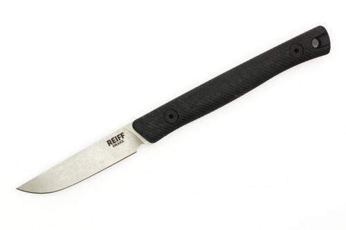 Reiff Knives - Drake - Fixed Blade - MagnaCut, Flat Full Grind, Stonewash, Black G-10, Black Kydex Sheath, Ambi
