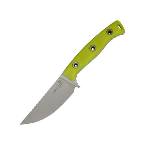 Microtech - Akris - 3.7" Stonewash M390MK Steel fixed Blade W/ High Visability G-10 Handle & Black Kydex Sheath