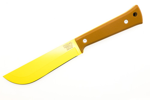 Woods Monkey Half/Chete - Donkey Kong Edition - Donkey Kong - 1095 Steel - Saber Grind - Yellow Cerakote Finish - Brown Micarta Handle
