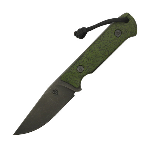 JP Bladesmithing - Warden - 3.6" AEB-L Fixed Blade W/ OD Green GripX & Black Leather Sheath