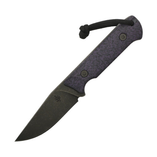 JP Bladesmithing - Warden - 3.6" AEB-L Fixed Blade W/ Purple GripX & Black Leather Sheath