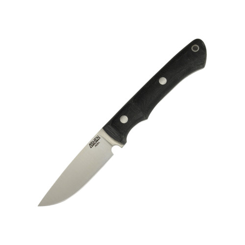 Lishen Knives - Lovecraft Caper - Matte Black Jute Micarta Handle - Satin AEB-L - Aluminum Pins