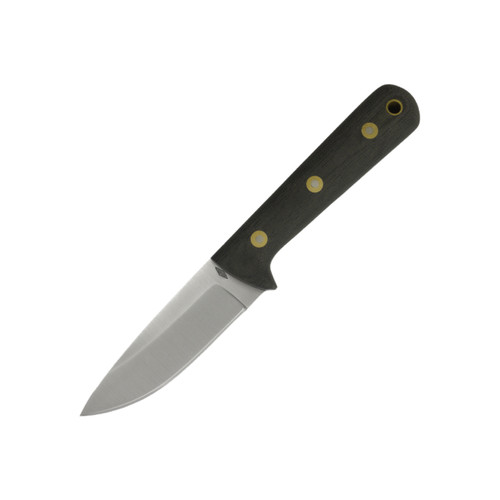 Battle Horse Knives -Woodsman Pro - 01 Steel Saber Ground Fixed Blade - Black Micarta Handle