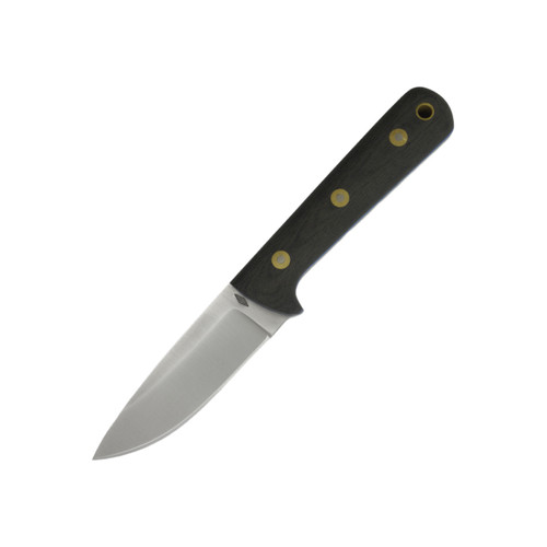 Battle Horse Knives -Woodsman Pro - 01 Steel Saber Ground Fixed Blade - Black Micarta w/ Blue Liners