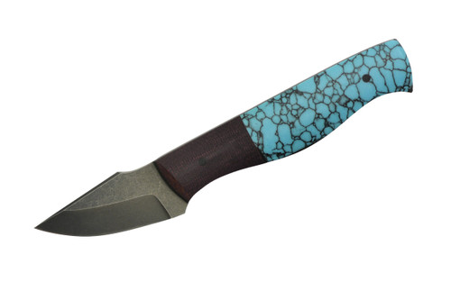 Aux Mfg Custom Model 1, Blue True-Stone / Brown Micarta, Acid Wash AEB-L