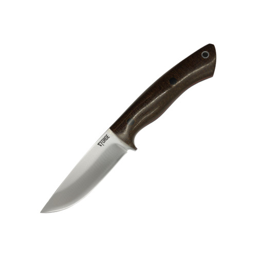 7Forge Knives Messenger, Natural Burlap Micarta, Red and Black G10 Liners, 52100