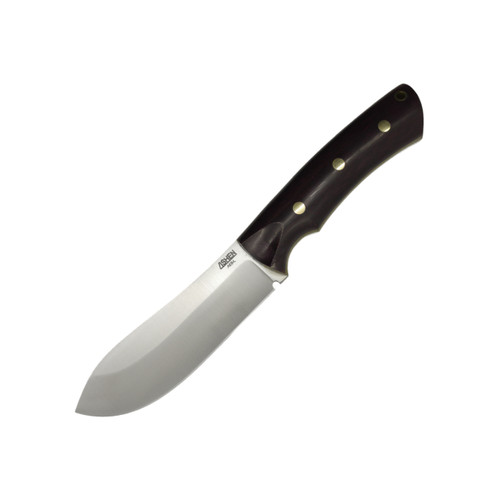 Lishen Knives Puma 2, Burgundy Canvas Micarta w/ Brass Pins, Green Liners, AEB-L