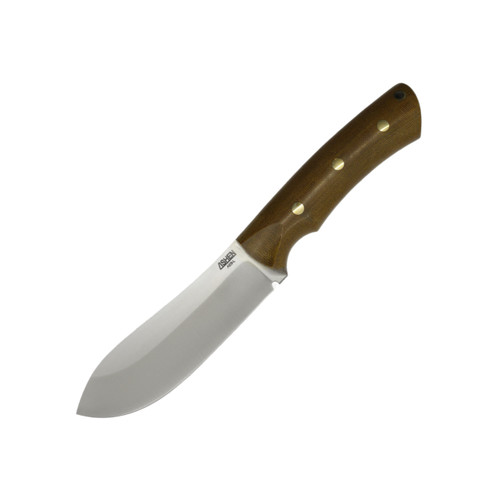 Lishen Knives Puma 2, Natural Canvas Micarta w/ Brass Pins, AEB-L