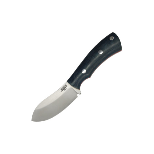 Lishen Knives Puma, Blue Canvas Micarta w/ Aluminum Pins and Red Liners, AEB-L