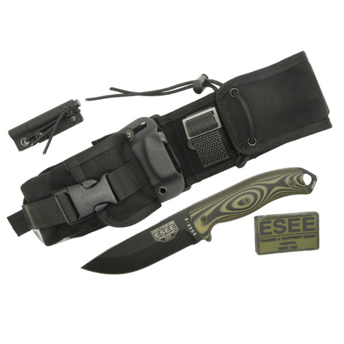 TKC Custom ESEE-5 - Complete Sheath System - Green and Black G10 Handle - Free Extras!