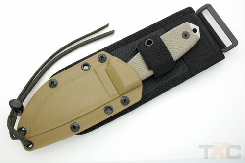 ESEE Model 4 Black Plain Edge With MOLLE Back & Coyote Brown