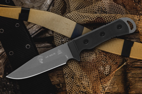 TOPS Knives, TPAIR01 Air Wolfe Fixed Blade Knife w/ Black G10 Handle