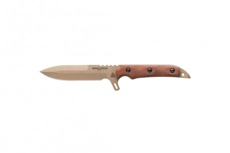 TOPS Knives: Missile Strike - Coyote Brown Coated 1095HC Steel Fixed Blade Knife w/ Coyote Brown Canvas Micarta Handle, Coyote Brown Kydex Belt Sheath
