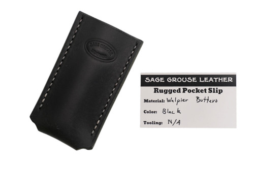 Sage Grouse Leather Pocket Knife Slip Black, Small