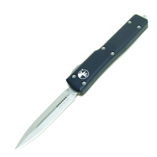 Microtech UTX-70 Double Edge, Black Aluminum / Stonewash M390 - 147-10