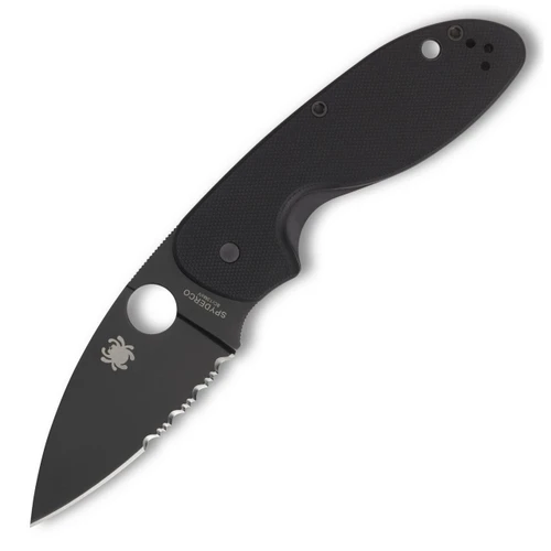 Spyderco Efficient, Black G-10 / Black Oxide 8Cr13MoV, Partially Serrated - C216GPSBBK