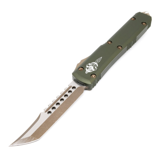 Microtech Ultratech Hellhound, OD Green Aluminum / Bronze Stonewash M390 - 119-13OD