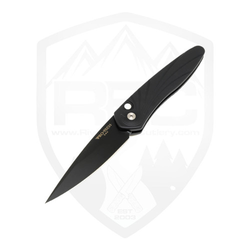 ProTech Newport Black Wave Pattern MOP Button, DLC S35VN - 3437