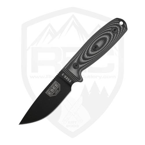 ESEE Model 3 3D Grey and Black G10, Black 1095HC - 3PMB002