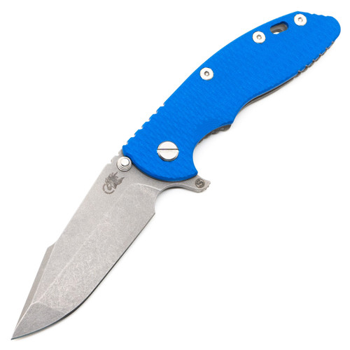 Hinderer Knives XM-18 3.5" Skinny Harpoon Spanto Blue G10/Working Finish 20CV