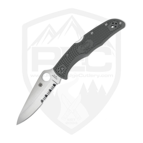 Spyderco Endura 4, Foliage Green FRN / Satin VG-10, Partially Serrated - C10PSFG