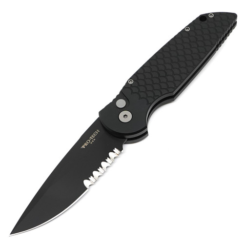 ProTech Tactical Response 3 - Black Fish Scale Handle - DLC Partially Serrated Blade TR-3 X2 D2
