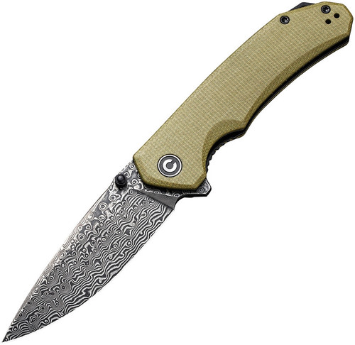 Civivi Brazen - Olive Micarta / Black Hand Rubbed Damascus - C2102DS-2
