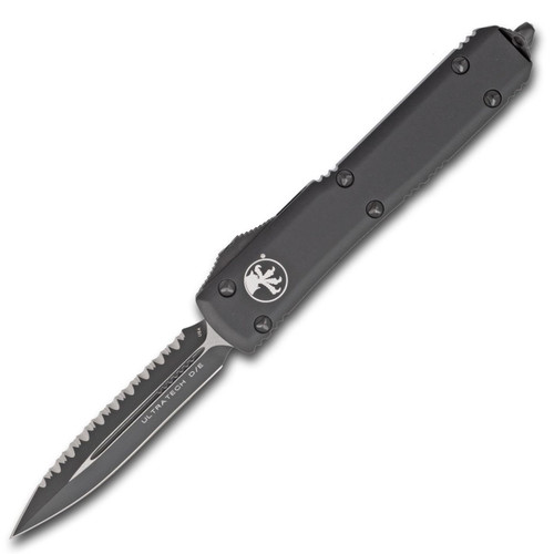 Microtech Ultratech Double Edge, Black Aluminum / Black M390, Fully Serrated - 122-3T