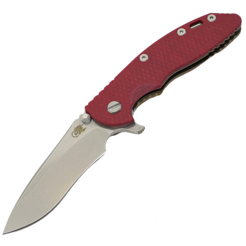 Hinderer Knives XM-18 3.5" Recurve Tri-Way Stonewashed Bronze - Red G10 / Stonewash 20CV
