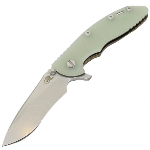 Hinderer Knives XM-18 3.5" Recurve Tri-Way Stonewash Bronze - Translucent G10 / Stonewash 20CV