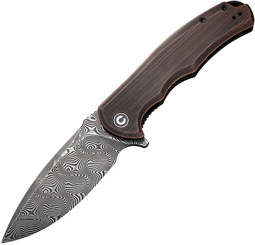 Civivi Praxis, Black Hand Rubbed Copper Handle, Black Hand Rubbed Damascus Blade - C803DS-3