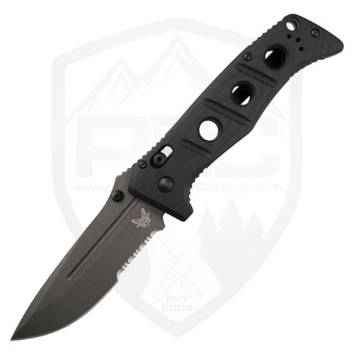 Benchmade Adamas Black G-10, Partial Serration Gray CruWear - 275SGY-1