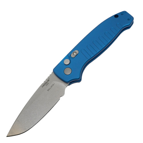 Hogue Ballista I Drop Point Auto Blue Aluminum Frame, Tumbled 154CM - 64133