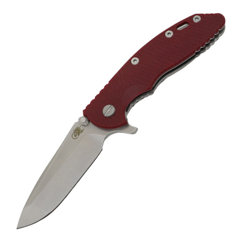 Hinderer Knives XM-18 3.5" Spanto Tri-Way S45VN Stonewash Finish, Red G10 / Stonewash Lockside