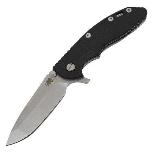 Hinderer Knives XM-18 3.5" Spanto Tri-Way S45VN Stonewash Finish, Black G10 / Stonewash Lockside