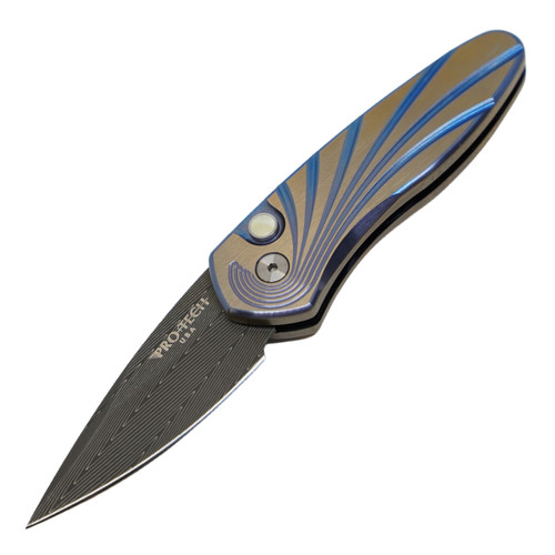 ProTech Sprint Custom - Wave Titanium / Herringbone Damascus - 2951-H