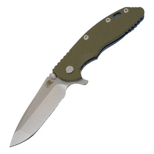 Hinderer Knives XM-18 3.5" Spanto Tri-Way S45VN Stonewash Finish, OD G10 / Stonewash Blue Lockside