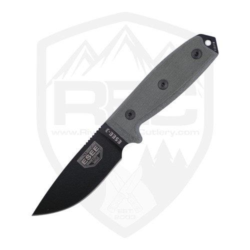 ESEE Model 3 Black Linen Micarta, Black 1095HC - 3P